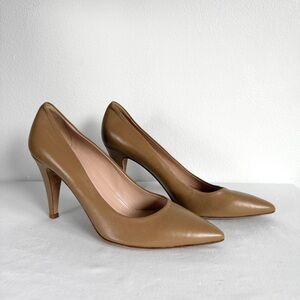 Hugo Boss BOSS Leather Pointed Toe Pumps Camel Brown EU 38.5 (7.5 US) Italy